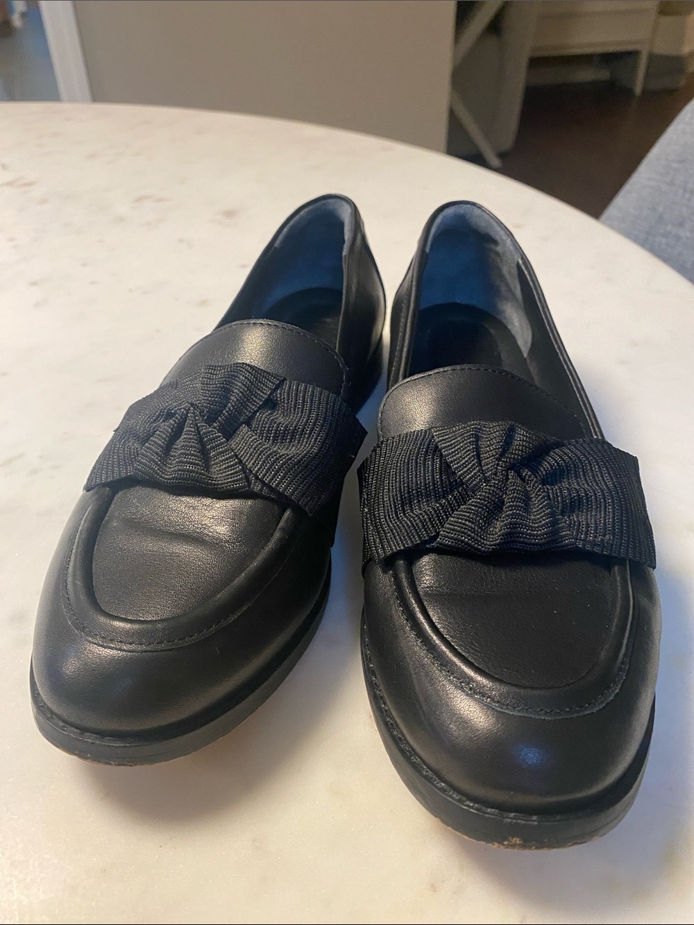 Quince Italian Black Leather Bow Penny Loafer Size 8 - Picture 3 of 7